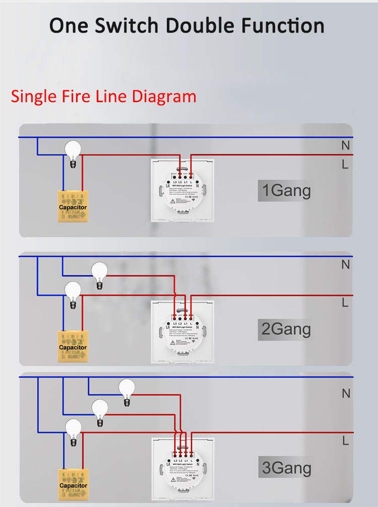 WIFI BLE Smart Switch 4 Gang White - Image 2