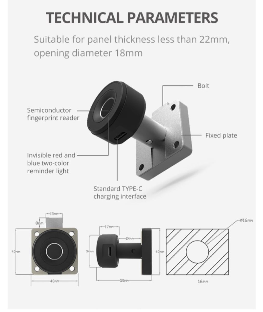 Fingerprint Cabinet Lock - Image 3